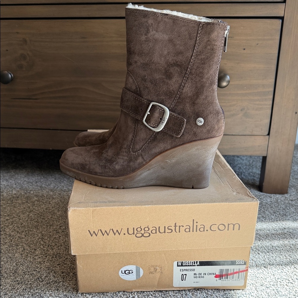 UGG Women's Chocolate Brown Wedge Boots